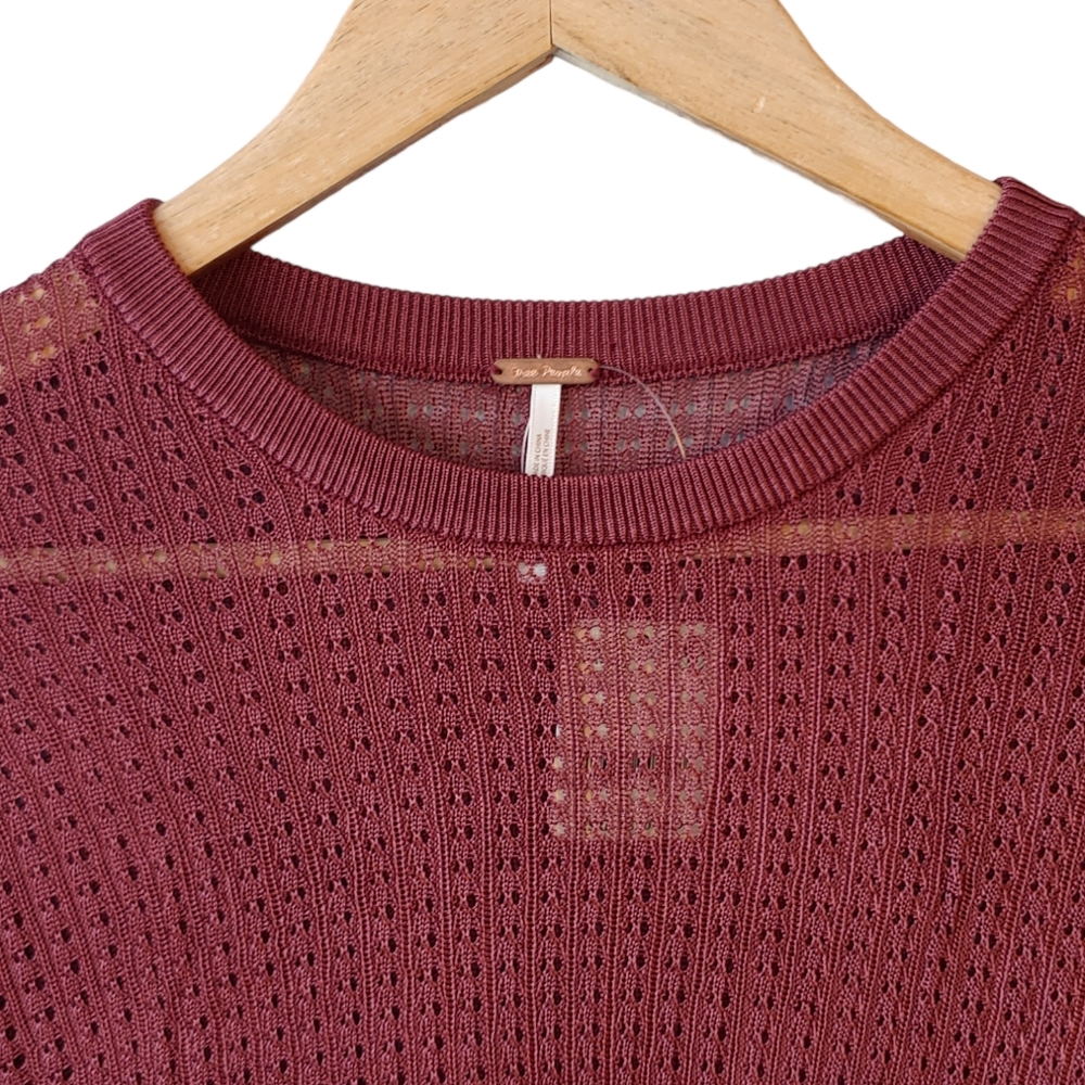 Free People H20 Crew Pullover in Raw Garnet Size Large - Picture 3 of 10